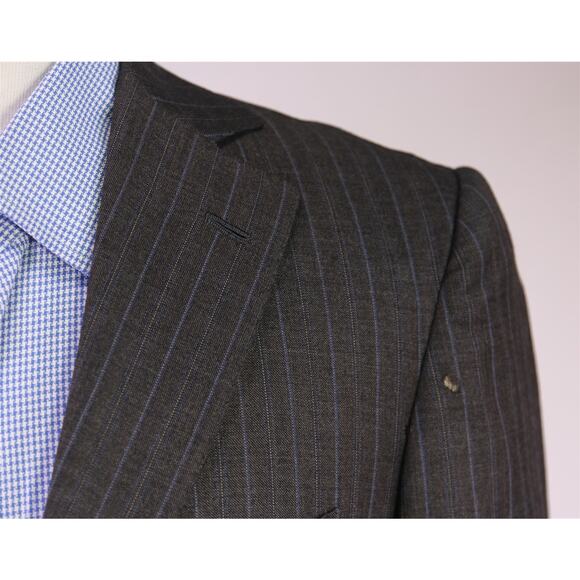 Borrelli Napoli Gray Striped Wool Suit Jacket Blazer Flawed 36S - Picture 4 of 14